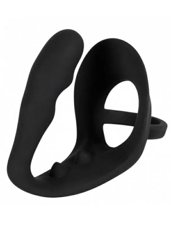 Стимулятор простаты Orion Penisring, с эрекционным кольцом и подхватом мошонки, 9 см, силикон, черный