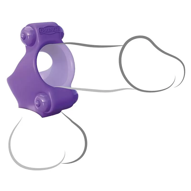 Эрекционное кольцо Squeeze Play Couples Ring с 2-мя виброэлементами – фиолетовый