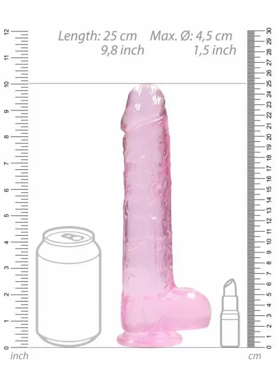 Фалоимитатор из эластомера 25 см. Realistic Dildo With Balls (розовый)