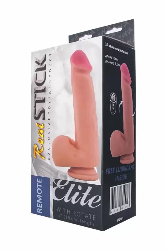 Реалистичный фаллоимитатор TOYFA RealStick Elite 18 см с ротацией - телесный