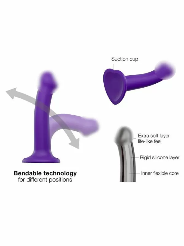 Реалистичный фаллоимитатор Strap-On-Me Dildo Dual Density Semi-Realistic, гнущийся, 18 см, фиолетовый