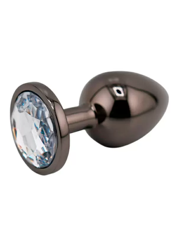 Черная алюминиевая анальная пробка с кристаллом Large