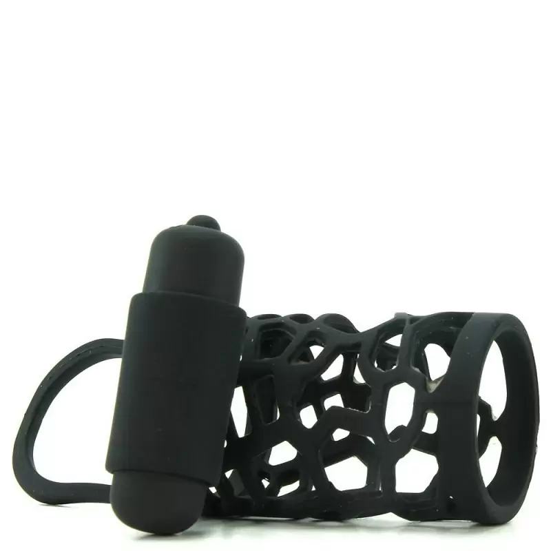 Эрекционная сетка с вибрацией Thick Dick Silicone Vibrating Cage – черный