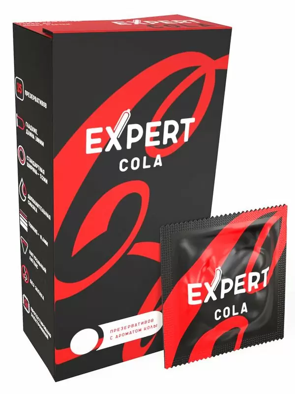 Гладкие презервативы EXPERT Cola, аромат колы, 12 шт