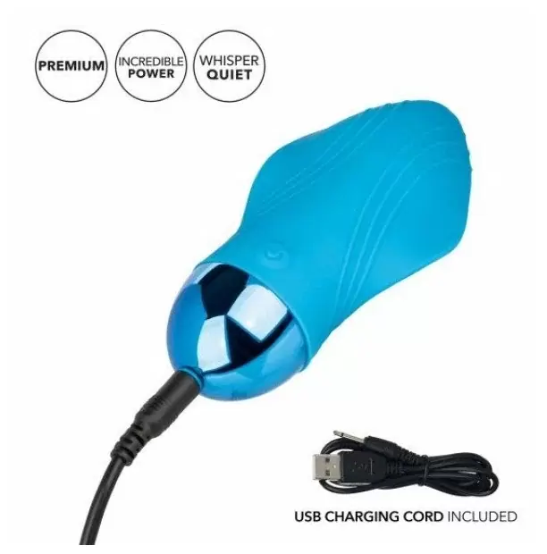 Компактный стимулятор клитора Tremble Kiss, 10 режимов, 12 см, голубой