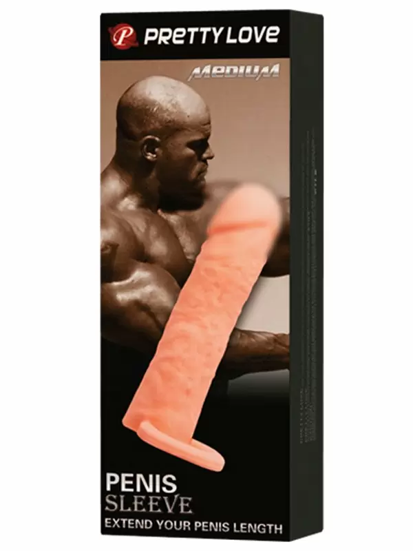 Реалистичная насадка удлинитель Pretty Love Penis sleeve Medium, 16 см, телесный