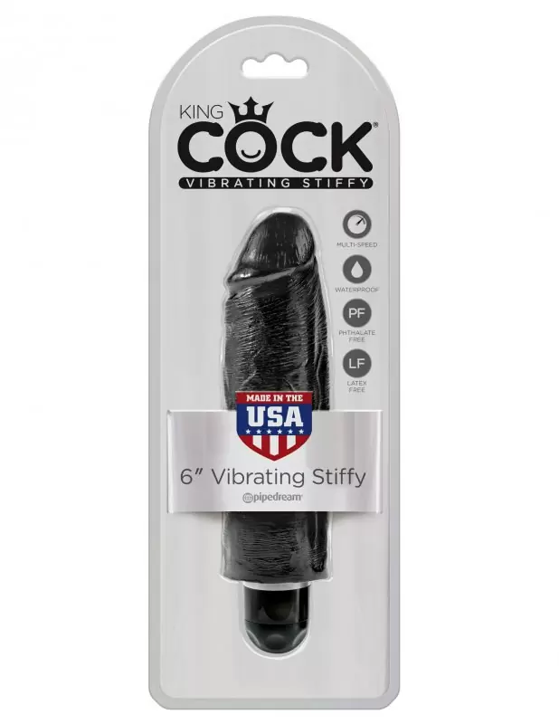 Вибромассажер King Cock 6'' с реалистичной насадкой – черный