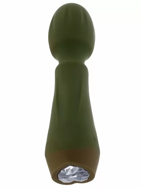 Компактный вибратор Evolved Heartfelt, 13,4 см, с кристаллом, 10 режимов, силикон, хаки