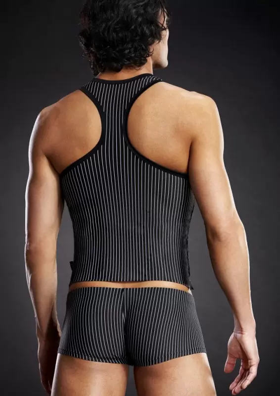 Борцовка BlueLine с V-образным вырезом в полоску – L/XL