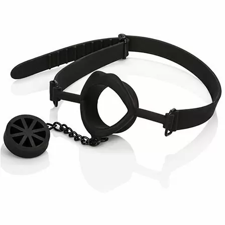 Набор: сексуальный боди, размер S/L, с V-образным воротником, черный и кляп с пробкой, диаметр 3.8 см, черный