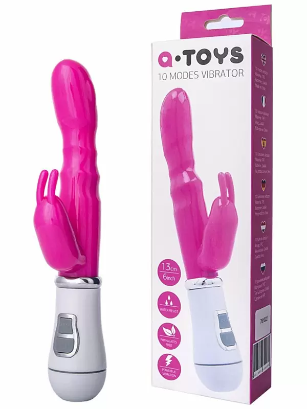 Яркий вибратор с клиторальным стимулятором TOYFA A-Toys – розовый 