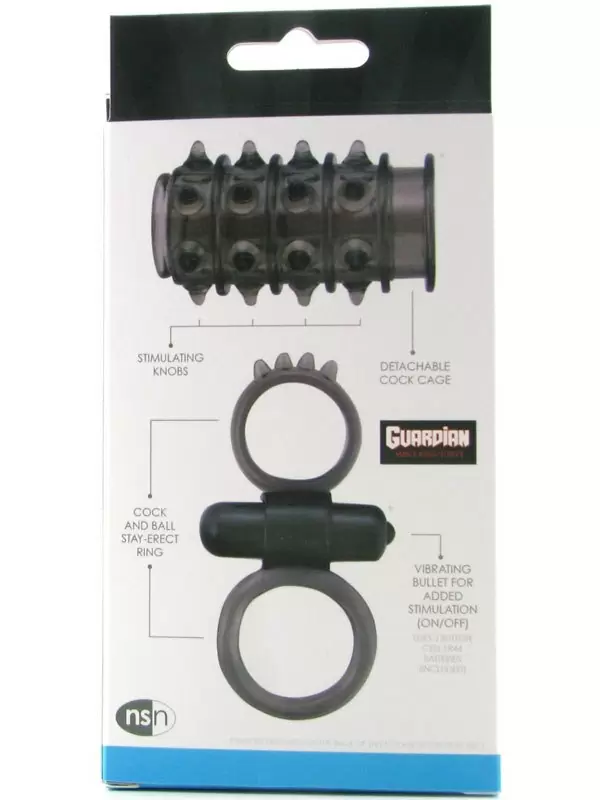 Эрекционное вибро-кольцо с петлей для мошонки Guardian - Charcoal