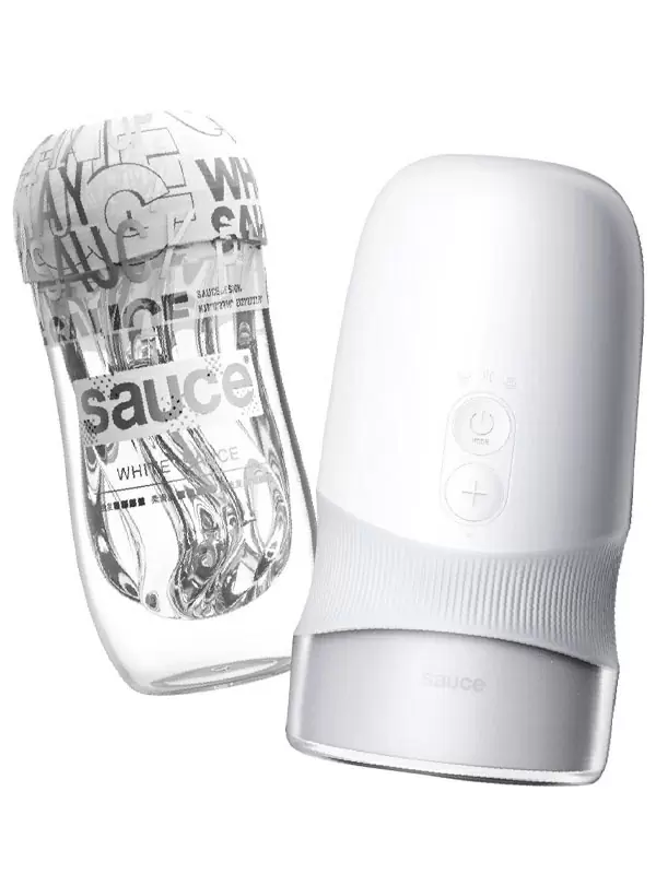 Автоматический мастурбатор Extra Sauce с функциями всасывания и вращения, 27,5 см, белый