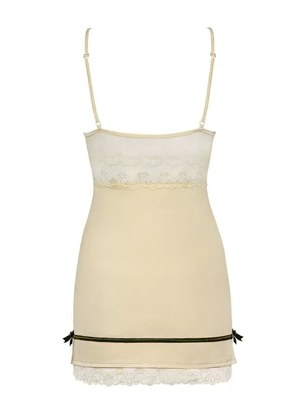 Кремовая сорочка с кружевными вставками и стринги Carmelove (Obsessive) – S/M