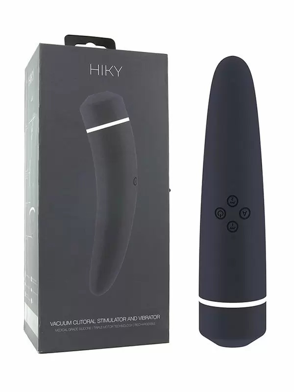 Двустронний стимулятор с вибрацией и всасыванием Hiky – черный
