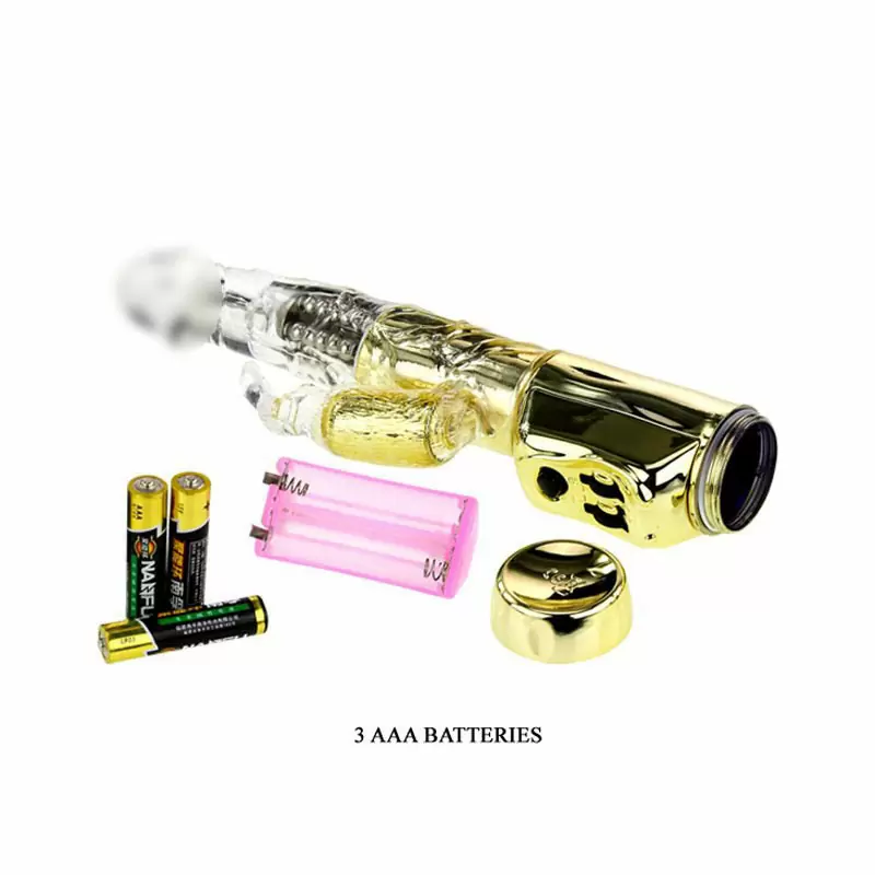 Водонепроницаемый вибромассажер U.S. Gold Lover с ротацией и стимуляцией клитора – золотой