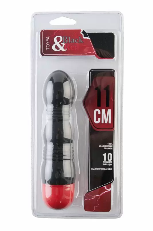 Рельефный вибратор с ребрышками TOYFA Black&Red – чёрный