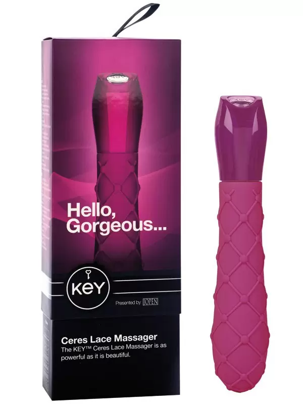 Эргономичный вибратор с кружевным рельефом Ceres Lace - Pink