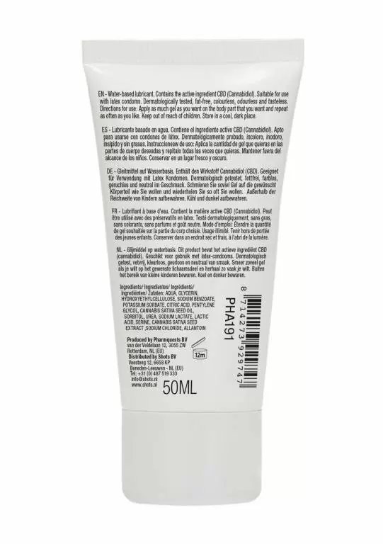 Классический лубрикант Shots toys Natural CBD, на водной основе, с добавлением каннабидиола, 50 мл