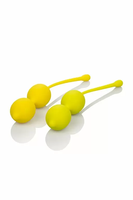 Оригинальные вагинальные шарики Kegel Training Set Lemon в форме лимонов - желтый