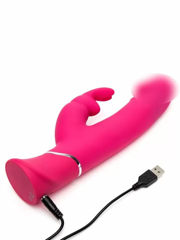 Яркий вибратор-кролик Happy Rabbit Realistic, два мотора, 25,5 см, розовый