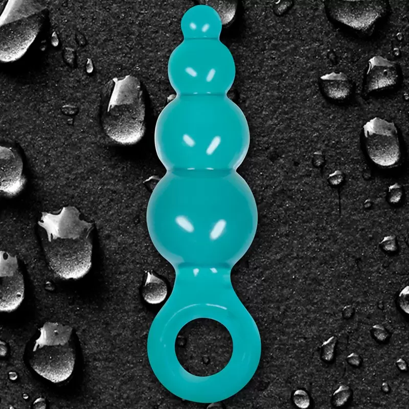 Анальная пробка с кольцом Jolie Ripples Large – голубая