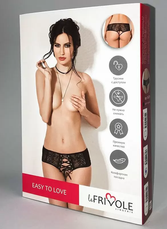 Искушающие шортики Easy to Love с доступом и шнуровкой – черный, M/L