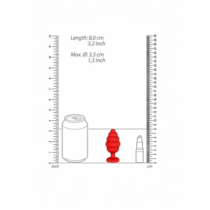 Ребристая анальная пробка со стразами в форме сердца. Shots Toys