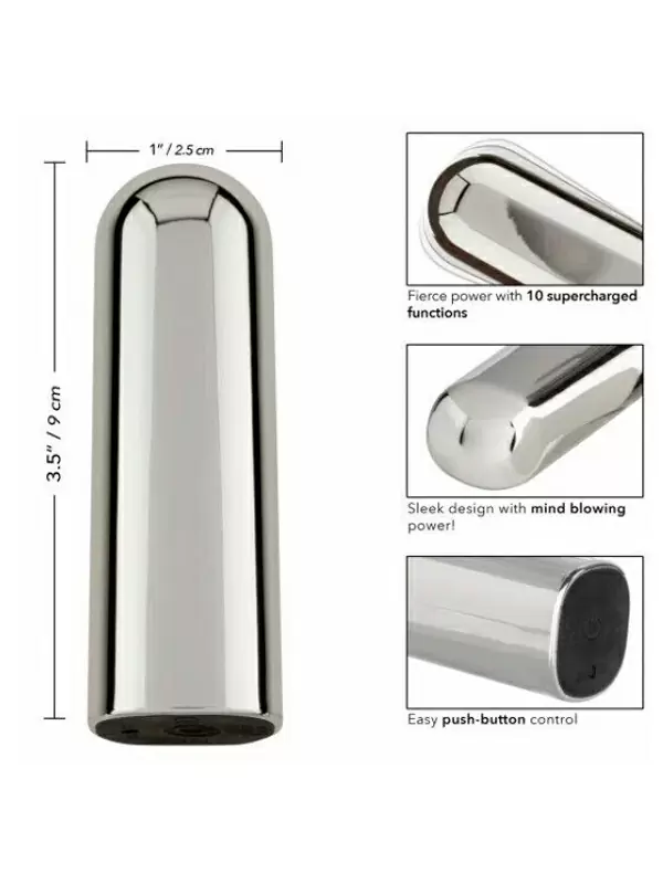 Компактная вибропуля Glam - SILVER, 9 см, 10 режимов, серебристый