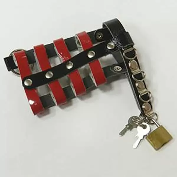 Пояс верности Подиум из лакированной кожи - черный с красным