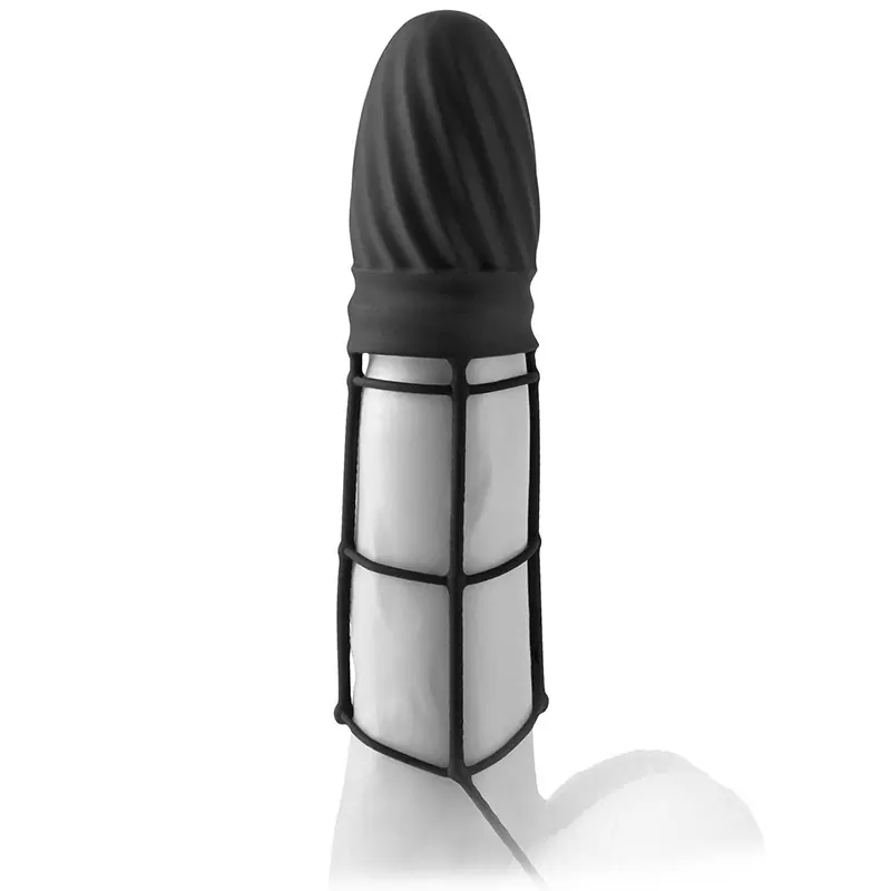 Насадка удлинитель Silicone Gladiator Extension с кольцом на мошонку – черная	