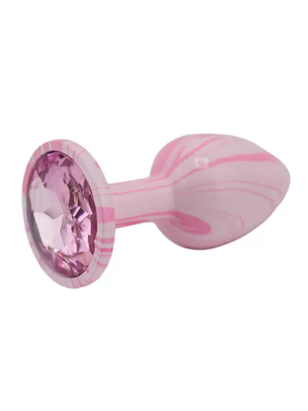 Анальная пробка Kanikule, с ограничителем в форме кристалла, размер S, светло-розовая