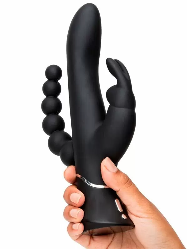 Тройной вибратор-кролик Happy Rabbit Triple, с анальным стимулятором, 22,9 см, черный