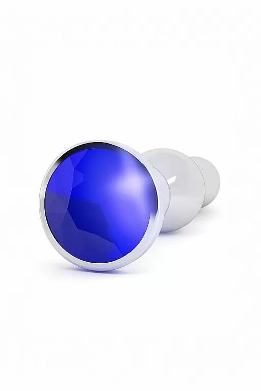 Серебряная анальная пробка с с сапфировым кристаллом Silver Plug - Purple Sapphire