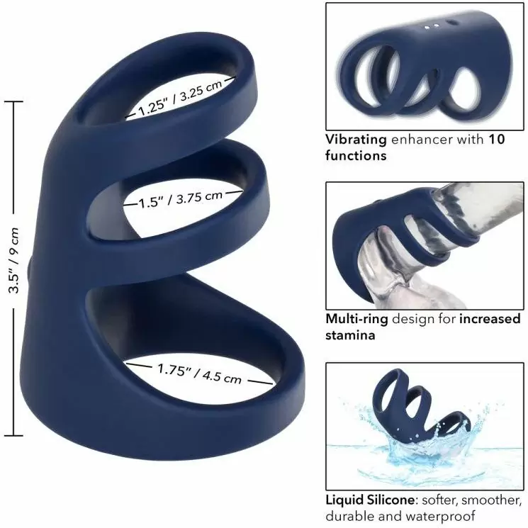 Эрекционное виброкольцо Viceroy™ Rechargeable Triple Cock Cage