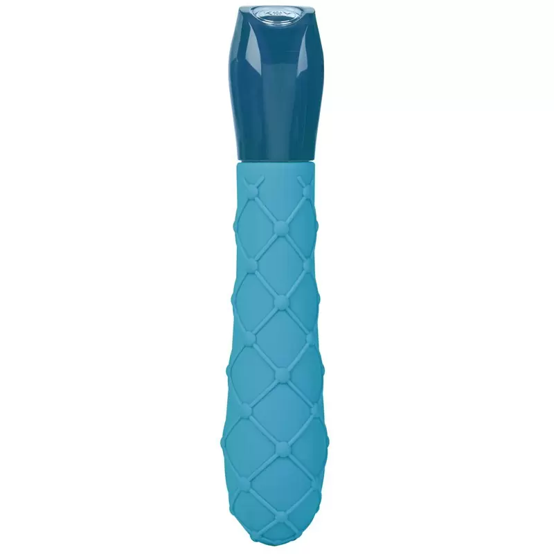 Эргономичный вибратор с кружевным рельефом Ceres Lace - Blue
