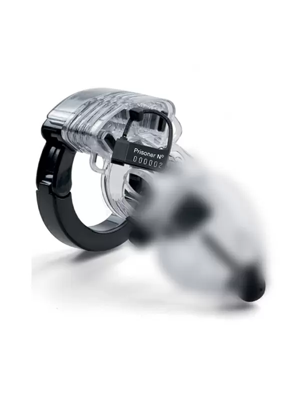 Пояс верности на пенис Pubic Enemy No 2 с электростимуляцией – прозрачный/черный