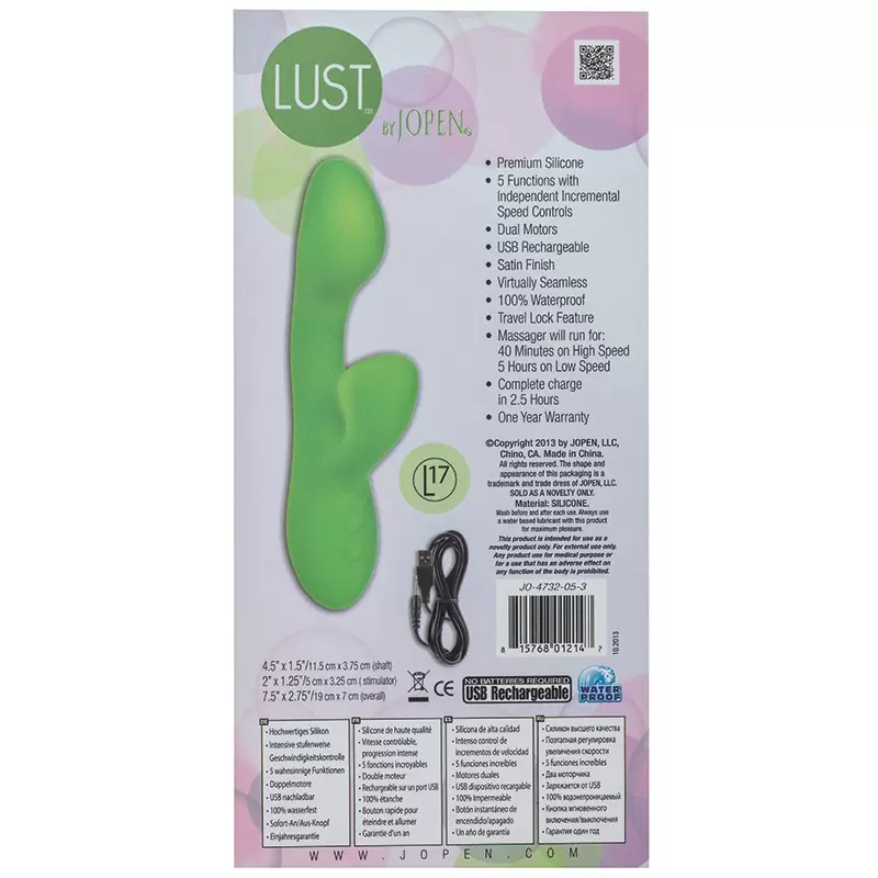 Вибромассажер Хай-Тек Lust by Jopen L17 – зеленый