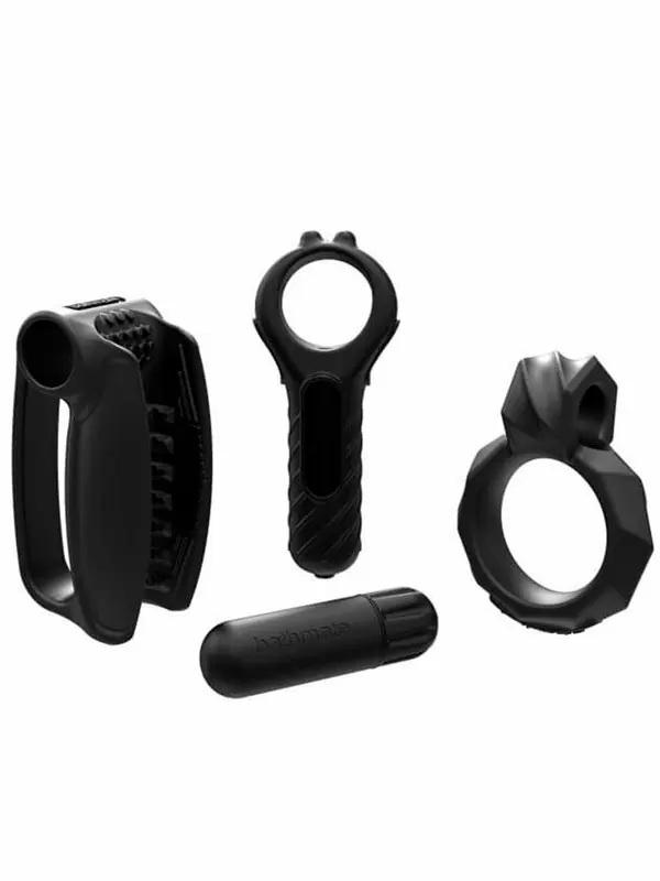 Набор для мужчин Bathmate Vibe Endurance Kit: эрекционное кольцо, кольцом со стимулятором для партнера, вибропуля, мастурбатор