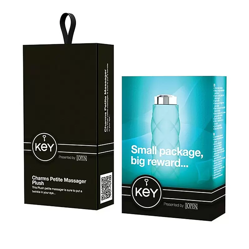 Мини вибромассажер с насадкой Charms Plush - Blue