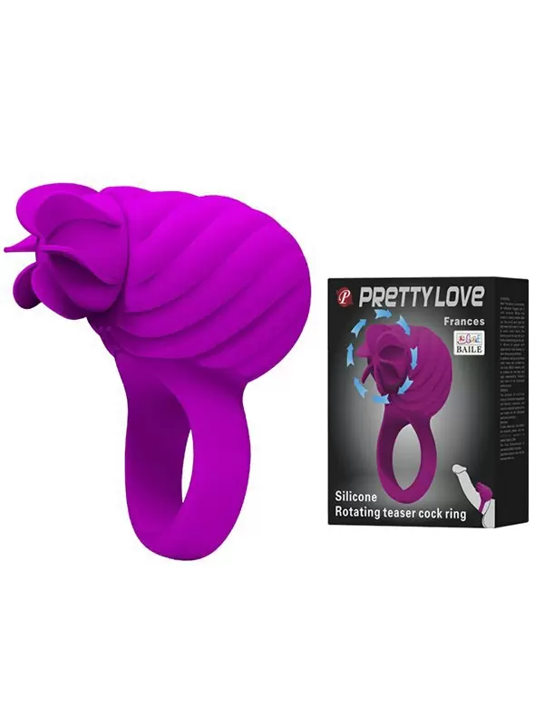 Перезаряжаемое эрекционное кольцо Frances с ротацией клиторального стимулятора – розовый 