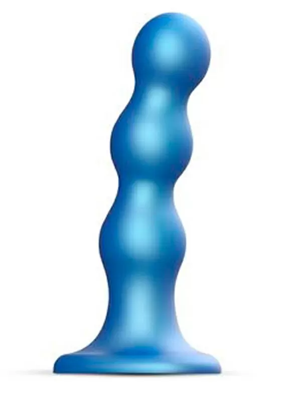 Рельефный фаллоимитатор Strap-On-Me Dildo Plug Balls, 16,5 см, силикон, синий металлик