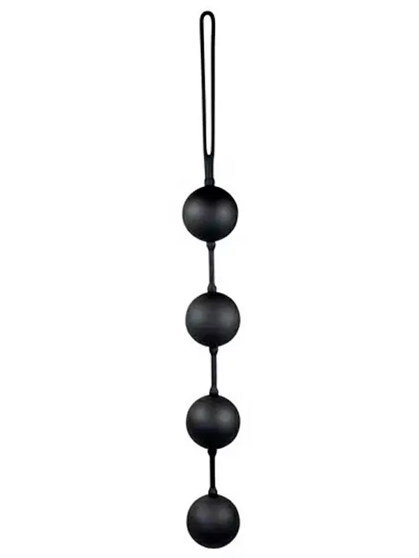 Гладкие анальные шарики Velvet balls, 4 шт на сцепке, 33 см, силикон, черный