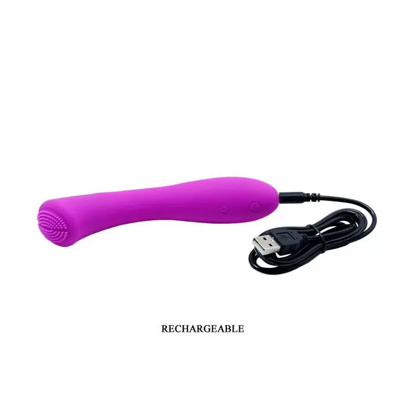 Эргономичный вибратор Len со стимулирующими микроресничками – розовый