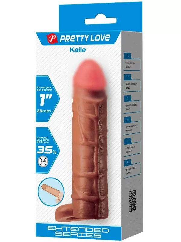 Реалистичная насадка-удлинитель Baile Kaile, с подхватом мошонки, ТПР, 15 см