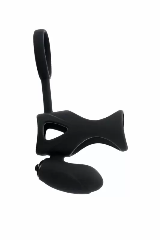 Насадка на пенис с кольцом и клиторальным стимулятором TOYFA Black&Red – черный