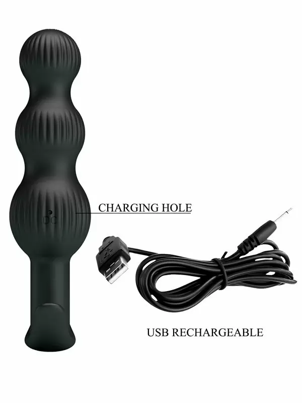 Анальный вибростимулятор Baile Sidney, 3 бусины, 10 режимов, 10,9 см