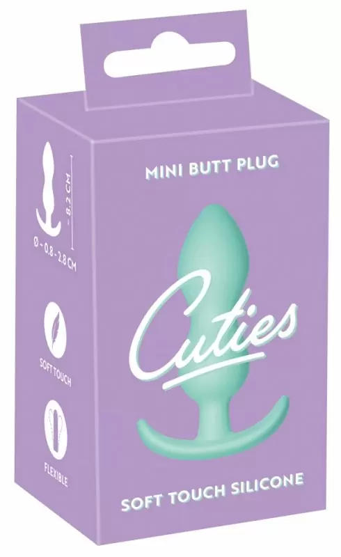 Мини-анальная пробка Cuties, силикон, для новичков, бирюзовая