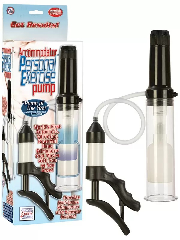 Вакуумная помпа Accommodator Personal Exercise Penis Pump мужская с вибрацией – черная