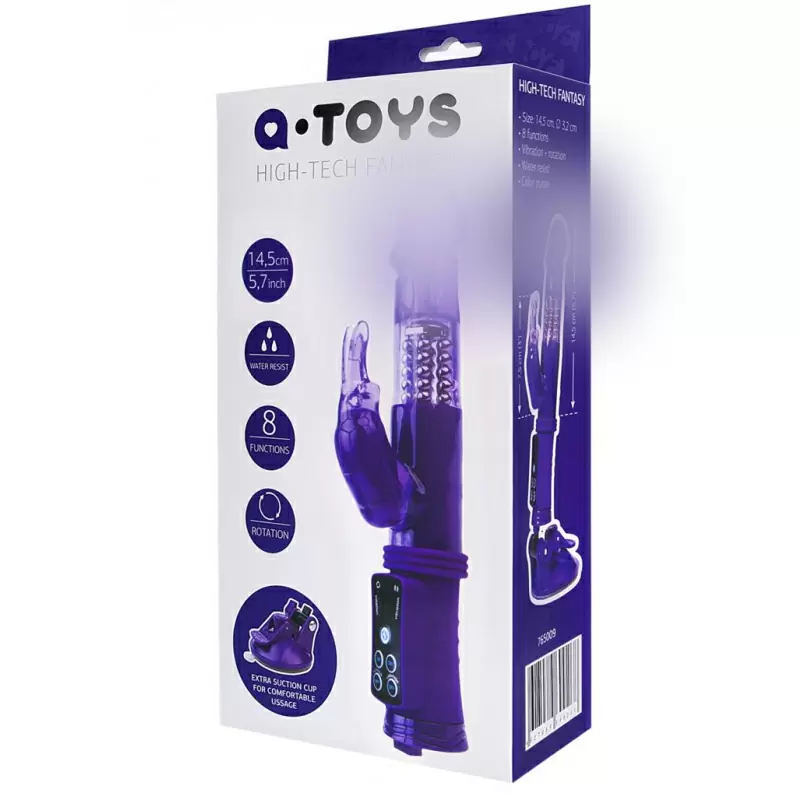 Вибратор-ротатор с клиторальным стимулятором кроликом TOYFA A-Toys на присоске – фиолетовый